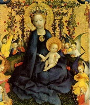 VIERGE A LA TREILLE AUX ROSES - ICONE CLASSIQUE 11X15 CM