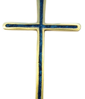 PETITE CROIX BRONZE EMAIL BLEU 12 CM NDSP