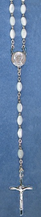 CHAPELET ARGENT ET GRAINS NACRE OVAL COEUR VIERGE ICONE