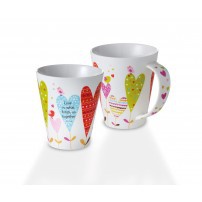 TASSE COEURS OISEAUX DESSINES HAUTEUR 9CM