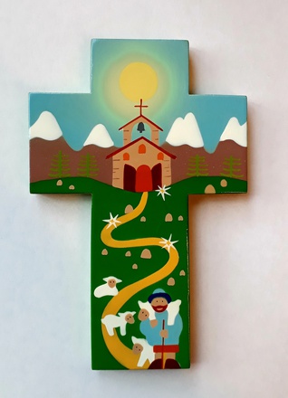 CROIX EN BOIS PEINT