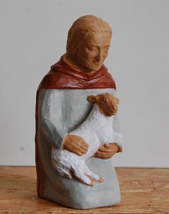 BERGER AVEC AGNEAU 12 CM CRECHE NUIT DE LUMIERE