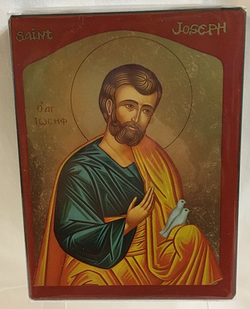SAINT JOSEPH AUX COLOMBES - ICONE DOREE A LA FEUILLE 15X18 CM