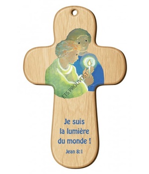 CROIX "BOIS JE SUIS LA LUMIERE DU MONDE"