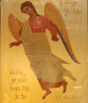 L'ANGE GARDIEN - ICONE DOREE A LA FEUILLE 9,5X8 CM - 696.14