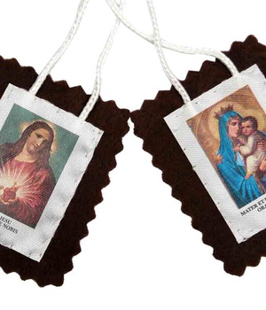 SCAPULAIRE NOTRE DAME DU MONT CARMEL TISSU 4.5CM X 5CM - NDSP