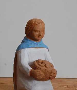 ENFANT AVEC 5 PAINS ET 2 POISSONS 9 CM CRECHE NUIT DE LUMIERE