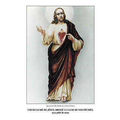 "DEPLIANT ""COEUR SACRE DE JESUS, BROYE A CAUSE DE NOS PECHES, AYEZ PITIE DE NOUS"