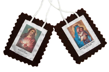 SCAPULAIRE NOTRE DAME DU MONT CARMEL TISSU 4.5CM X 5CM - NDSP