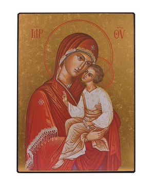 ICONE VIERGE DE TENDRESSE SUR FEUILLE DOREE 11X15 CM