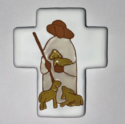 CROIX CERAMIQUE BERGER ET MOUTONS