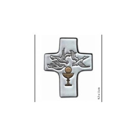 CROIX CALICE COLOMBE CERAMIQUE BLANC
