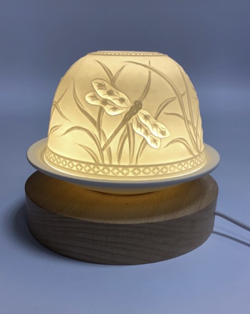 PHOTOPHORE EN PORCELAINE - LIBELLULE