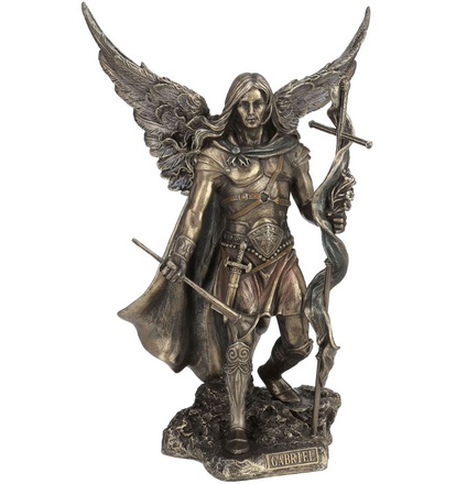 STATUE SAINT GABRIEL ARCHANGE BRONZE COULE A FROID 24 CM