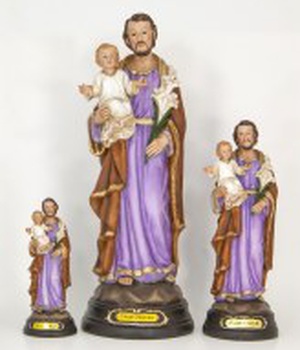 STATUE RESINE PEINTE A LA MAIN SAINT JOSEPH 12 CM