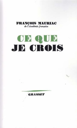 CE QUE JE CROIS