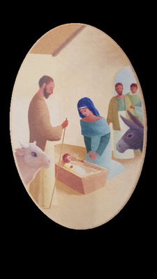 CADRE OVALE EN BOIS - LA CRECHE